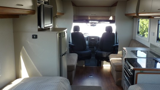View to Front of Motorhome from Single Beds